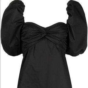 Johanna Ortiz Black Gaucho Puff-Sleeve Top Sz 8